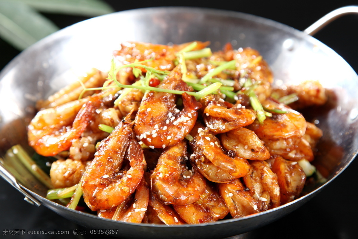 干锅鱿鱼虾 基围虾 鱿鱼 干锅 芝麻 芹菜 传统美食 餐饮美食