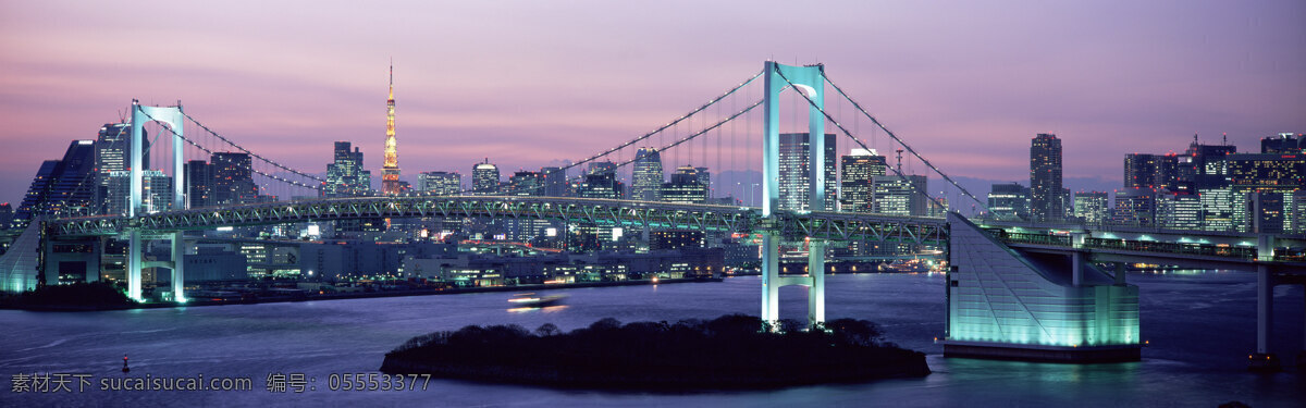 横幅 城市 夜景 大桥 风光 自然景观 建筑景观