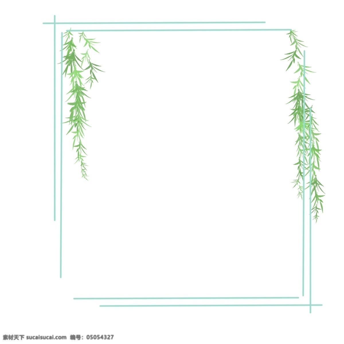 植物 藤条 边框 插画 绿色线条 植物藤条