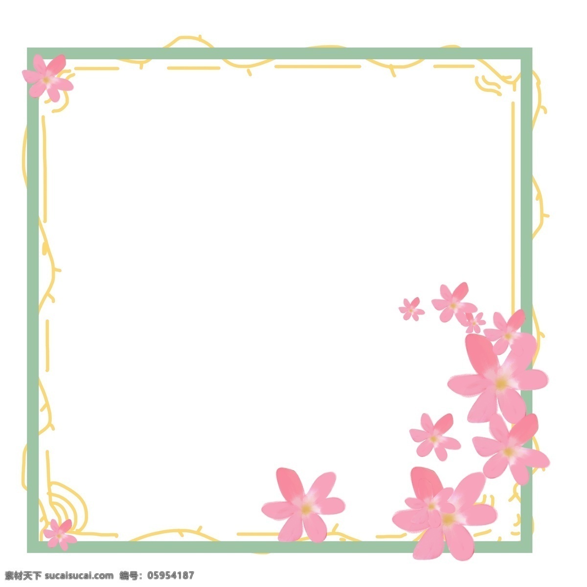 粉色 花朵 绿色 边框 粉色花朵 绿色边框 清新配色 舒适清新 浅色搭配 可爱 小清新 原创