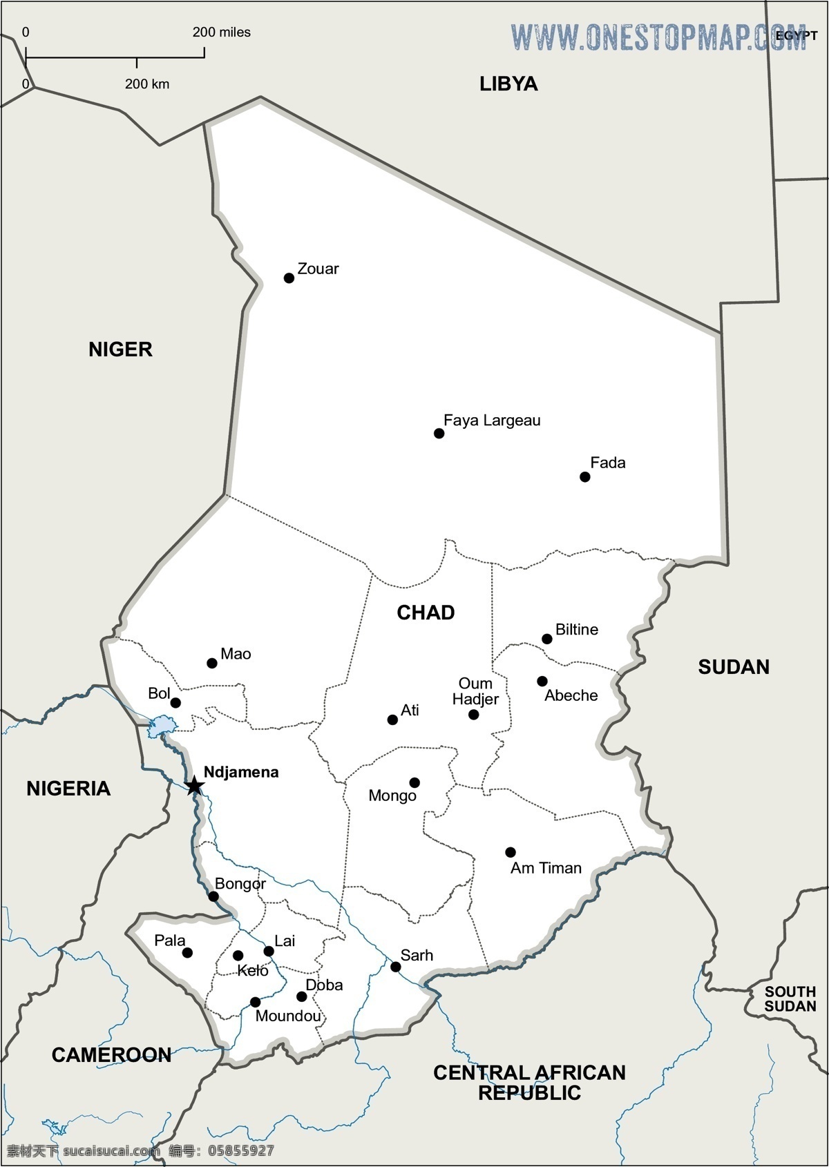 矢量乍得地图 矢量图 米色 乍得地图 白色