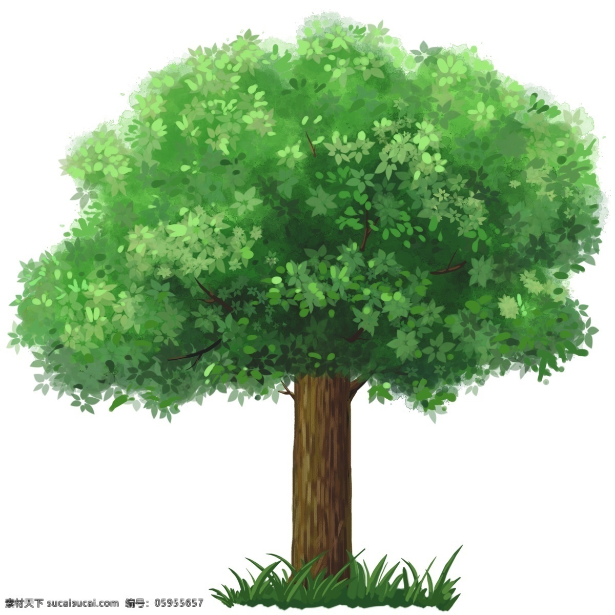 手绘大树 绿树 手绘 漫画 psd分层 大树 分层
