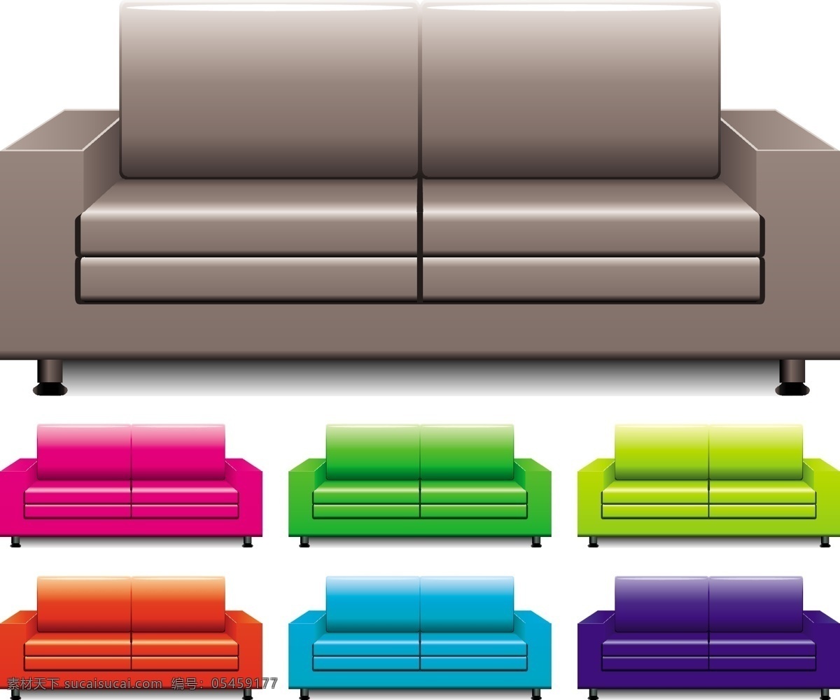 各种 颜色 双人 沙发 彩色 家具 家居用品 家具电器 生活百科 矢量素材 白色
