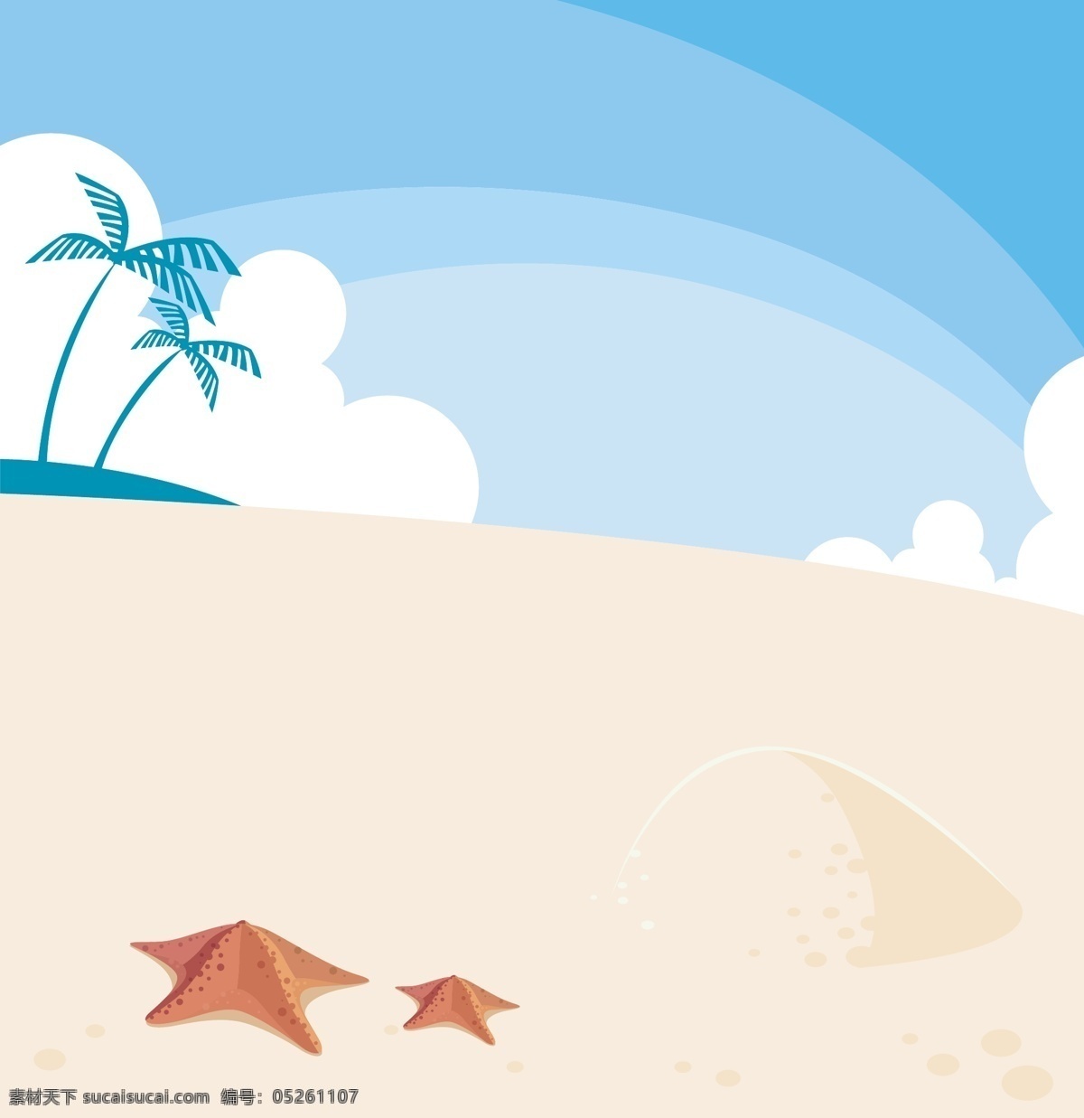 卡通 热带 椰子树 热带椰子树 海滩 还行 沙滩 天空