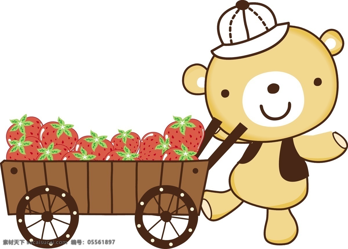 可爱 卡通 动物 小 熊 矢量 番茄 设计元素 高清 源文件 小车 广告装饰图案