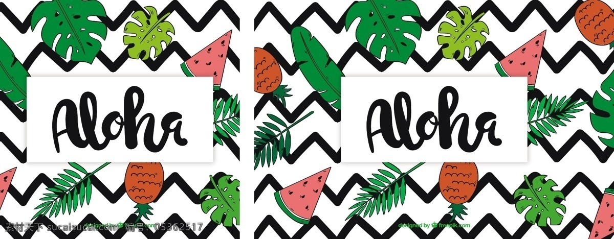 aloha 背景 叶子 果实 图纸 花卉 手 夏季 花卉背景 手绘 水果 树叶 热带 绘画 树木 菠萝 棕榈树 西瓜 夏威夷 季节 绘制