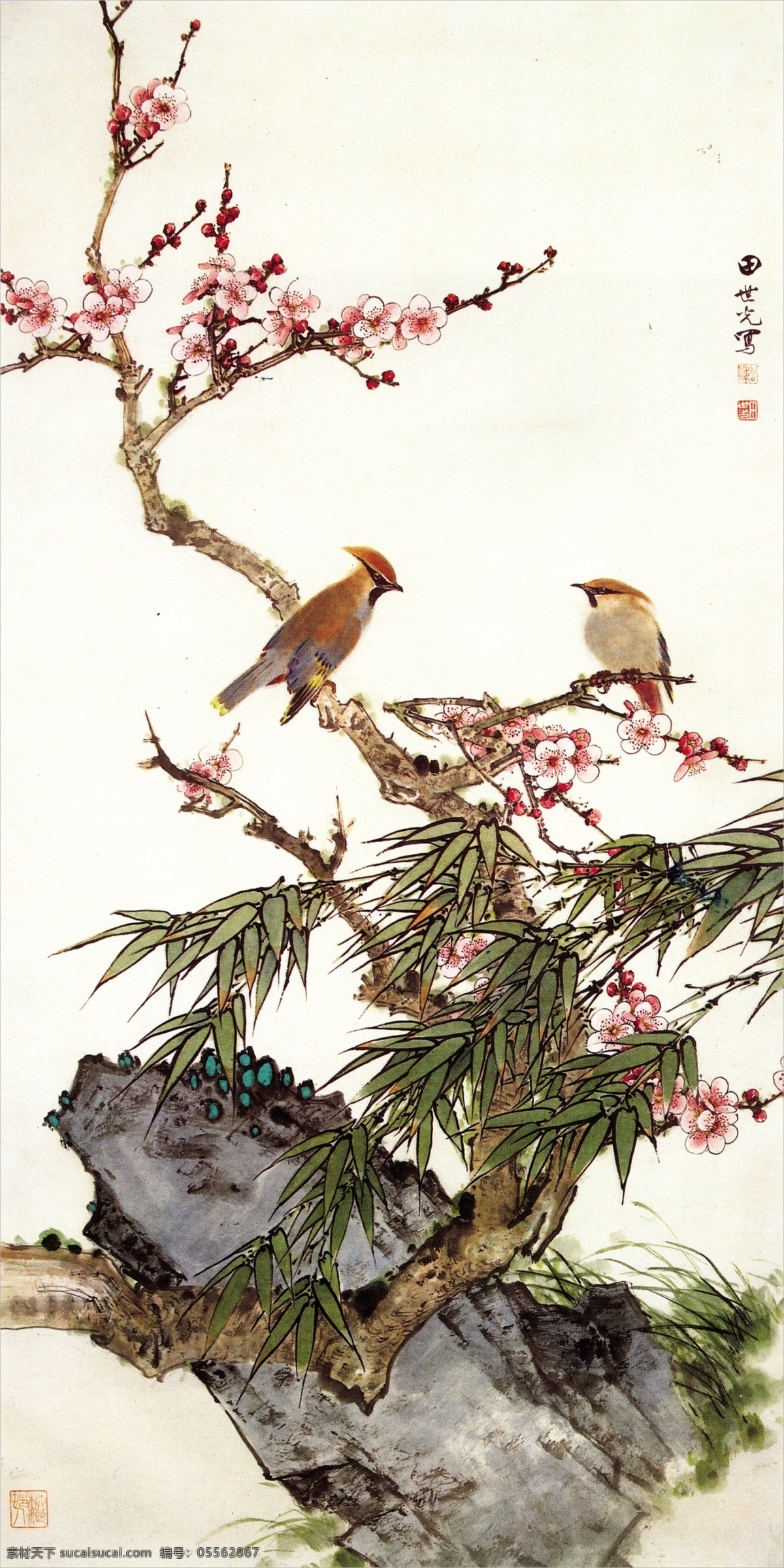 花鸟水墨画 花鸟 水墨画 设计素材 模板下载 岩石 绘画书法 文化艺术