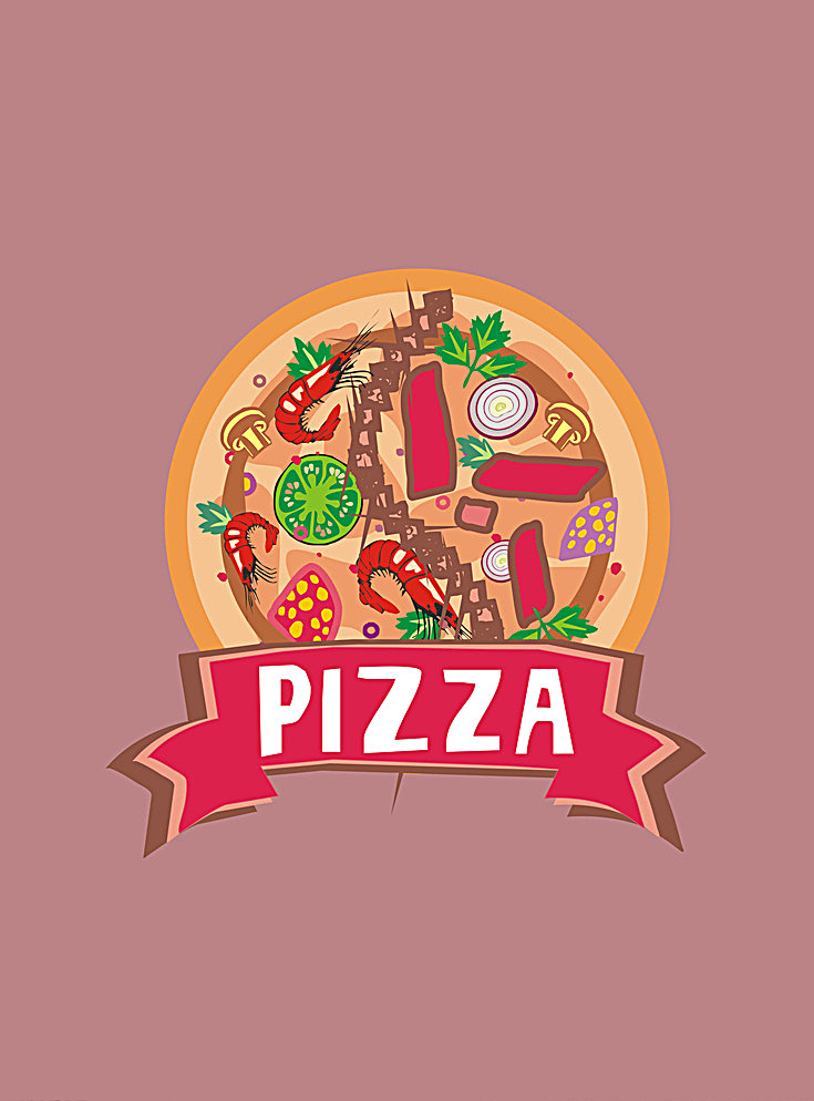 披萨广告标志 意式 披萨 食物 标志 logo 插画 标志图标 其他图标 紫色