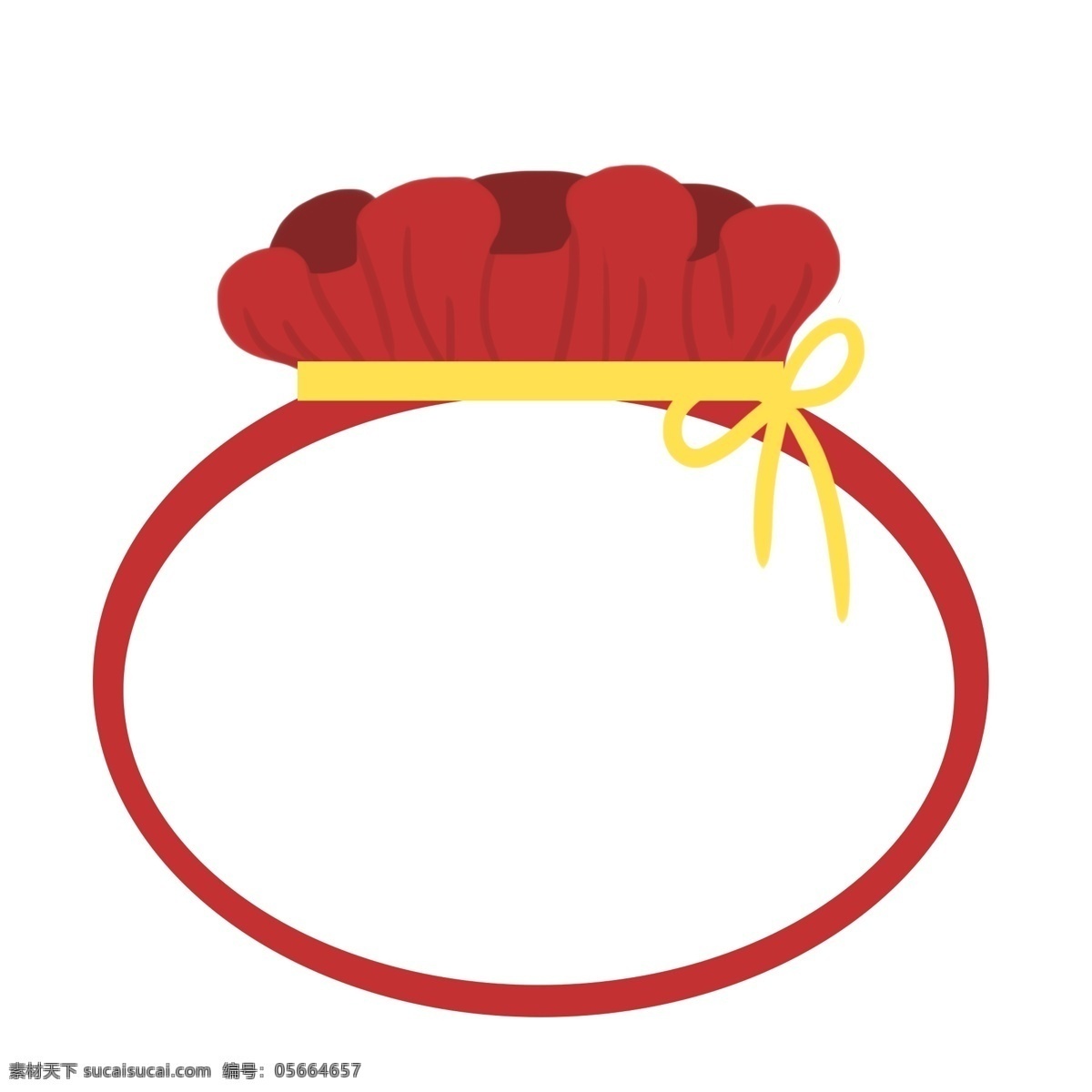 红色钱袋边框 边框 黄色绳子 圆形