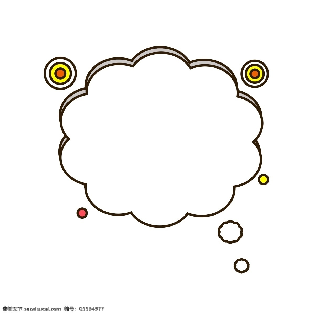 卡通 可爱 白云 圆圈 气泡 框 对话框 边框 矢量 元素 红色 黄色 云朵
