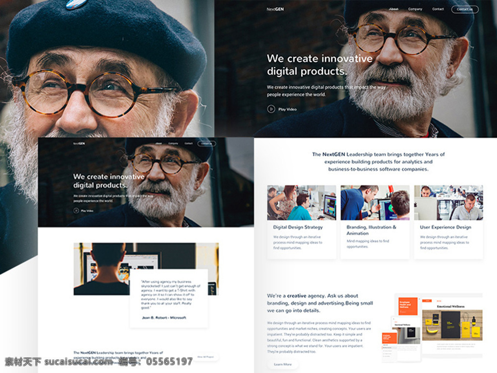 nextgenagency 网站设计 sketch 人物风 网页界面 网页模板 个性设计 ui界面 格式