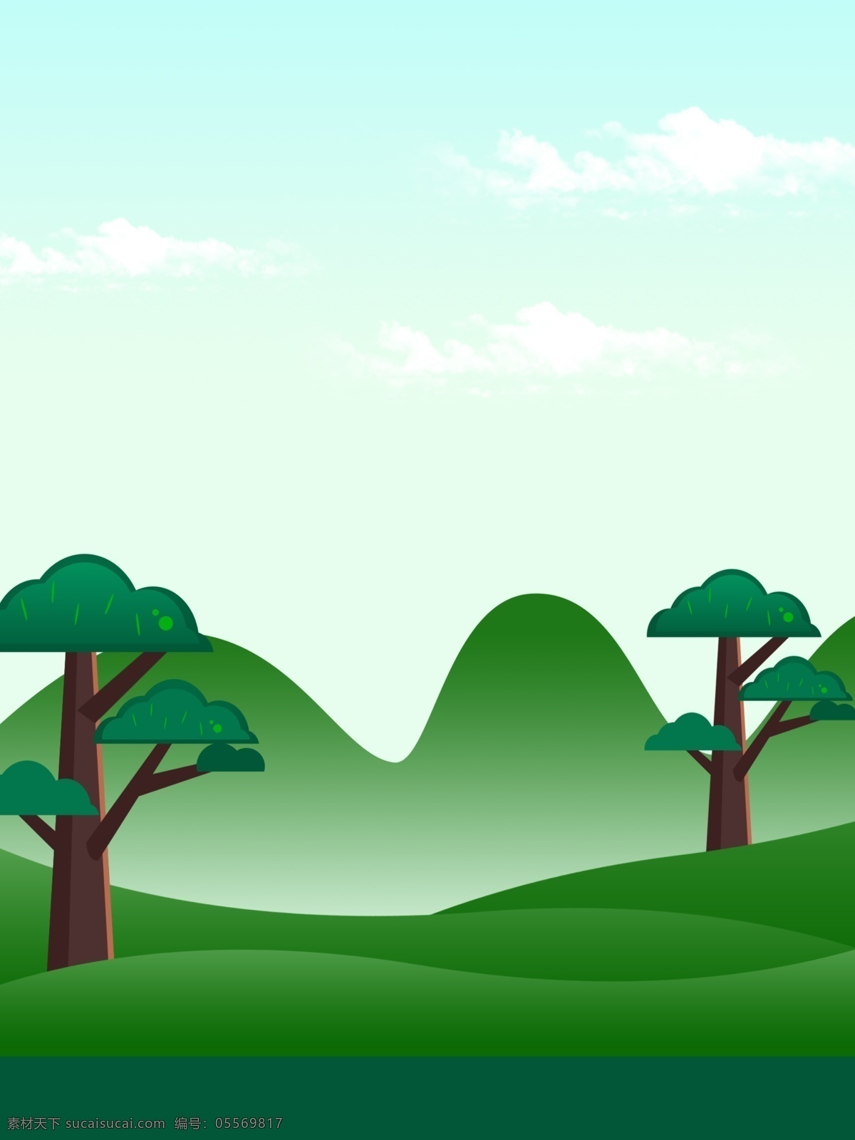 手绘 树林 山峰 背景 绿色背景 色彩 背景素材 广告背景 彩色背景