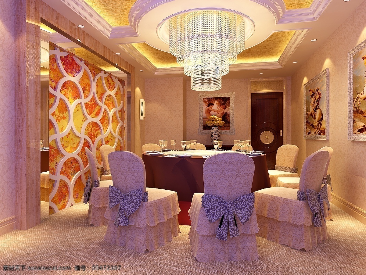 欧式 装修 酒店 包间 包房 背景墙 餐饮 3d模型素材 室内装饰模型