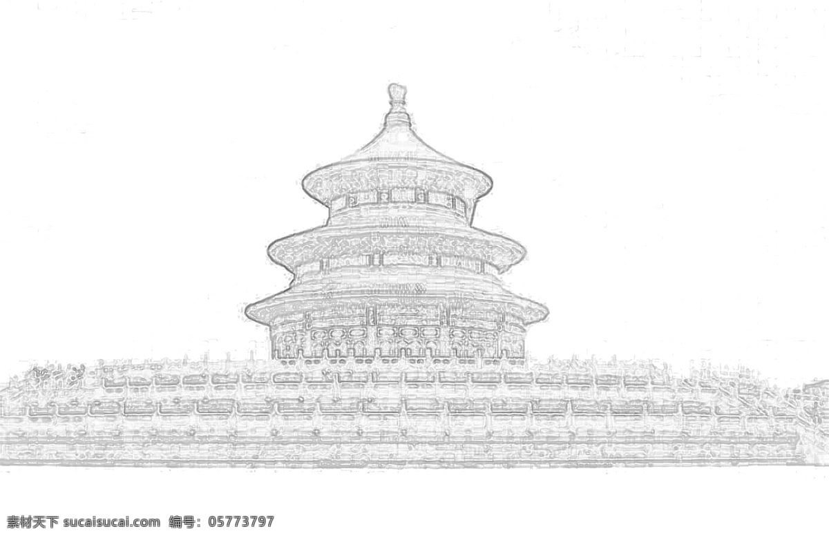 北京 天坛 轻 描 线性 稿 轻描 线性稿 古建筑 宫殿 商务金融 商业插画