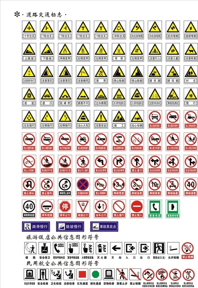 道路交通标志 安全 道路 标志 交通 道路标志 安全标志 旅游标志 图标 公共信息图形 符号 包装设计