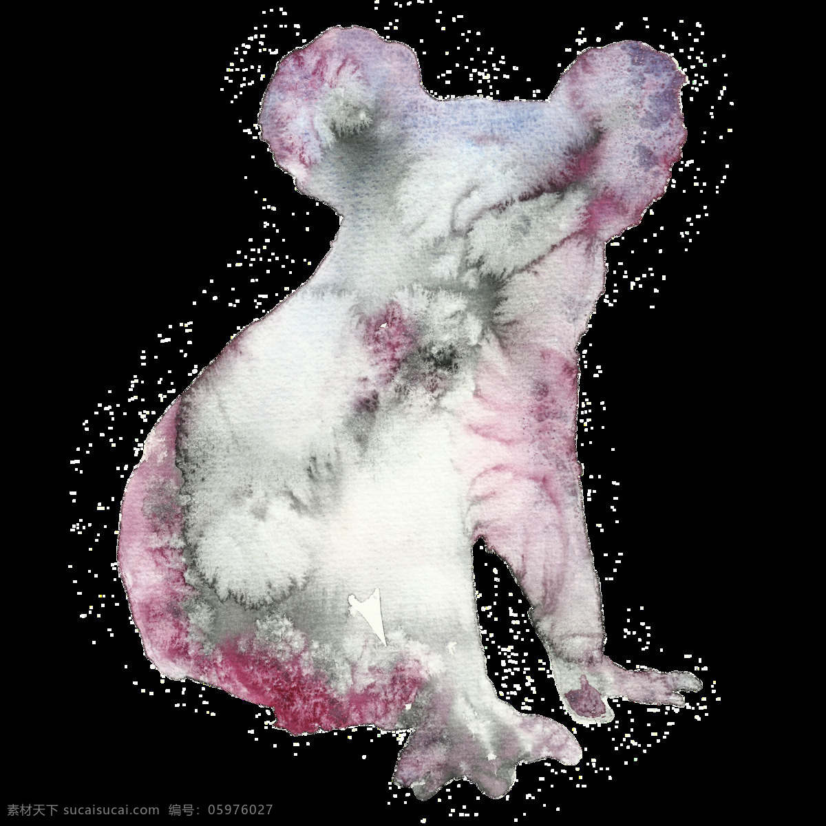手绘 水粉 动物 画 装饰 图案 卡通 考拉 树袋熊 雪花纹