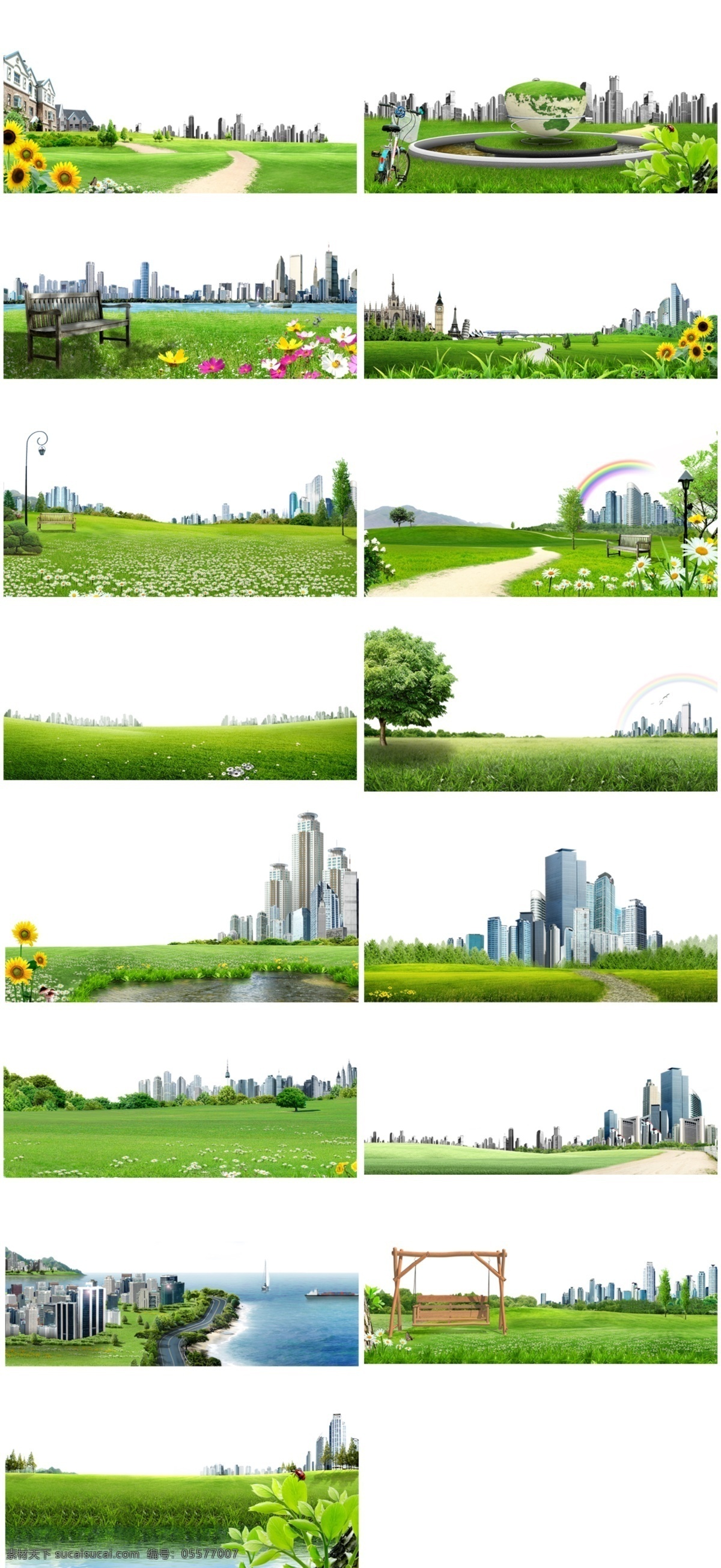 绿色 城市 建筑 草地 草场 分层