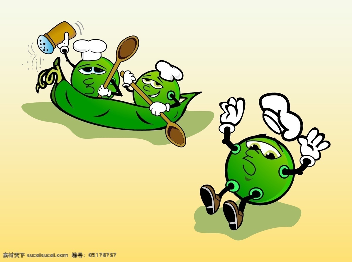 绿 豌豆 烹饪 卡通 矢量图 厨师 厨师矢量 滑 可爱的 漫画 秋天 食品 汤匙 特征 有趣的 战略 武器 限制 公约 盐 瓶 美味的 烹饪的卡通 载体