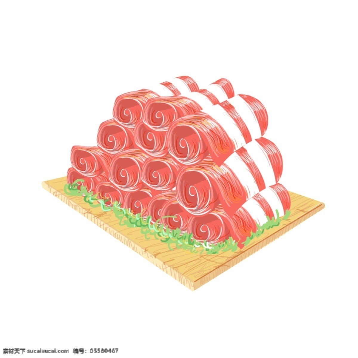 年货 羊肉 卷 手绘 插画 年货羊肉卷 红色的羊肉卷 新鲜的羊肉卷 美味的羊肉卷 手绘羊肉卷 卡通羊肉卷