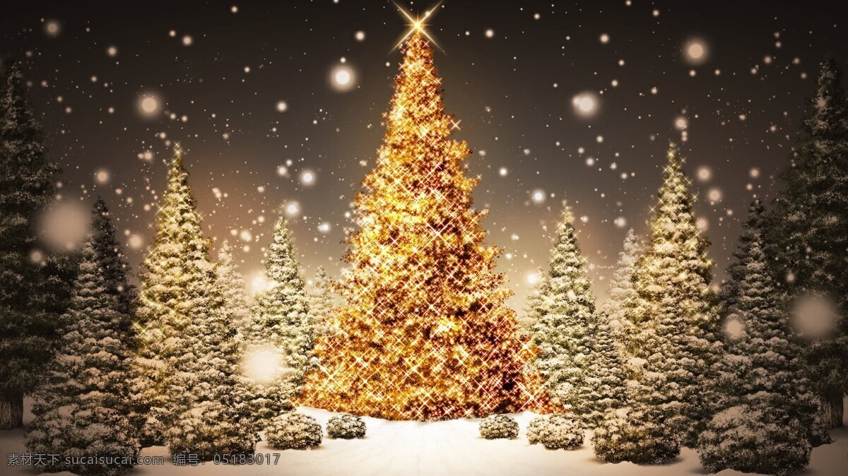 节日庆祝 金光闪闪 金色 圣诞节 圣诞树 文化艺术 星光 设计素材 模板下载 星空 雪花