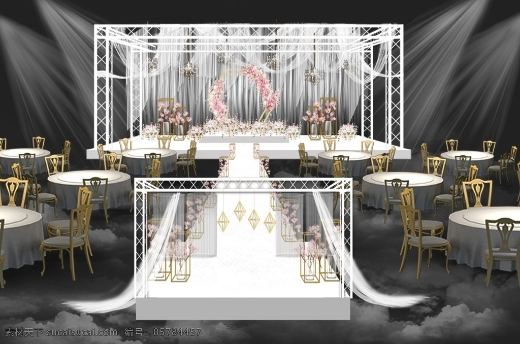 粉 樱花 主题 仪式 区 婚礼 效果图 婚礼设计 婚礼效果图 粉樱花 六边形 婚礼舞台区