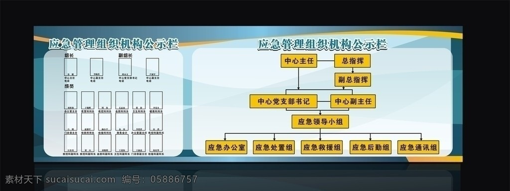 应急 管理 组织 公示栏 展板模板 矢量