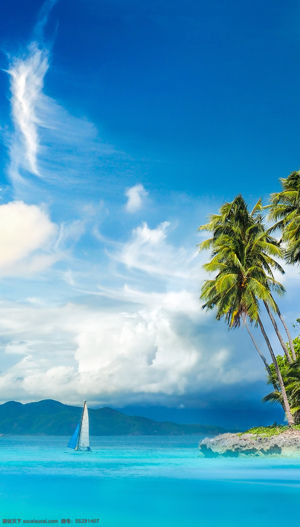 夏日 马尔代夫 海 旅游 度假 椰子树 云