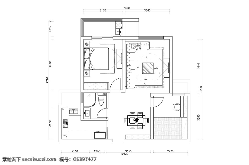 cad 两 室 厅 方案设计 方案 平面 多层 户型 图 定制 高层 居室 平面图 居室布局定制