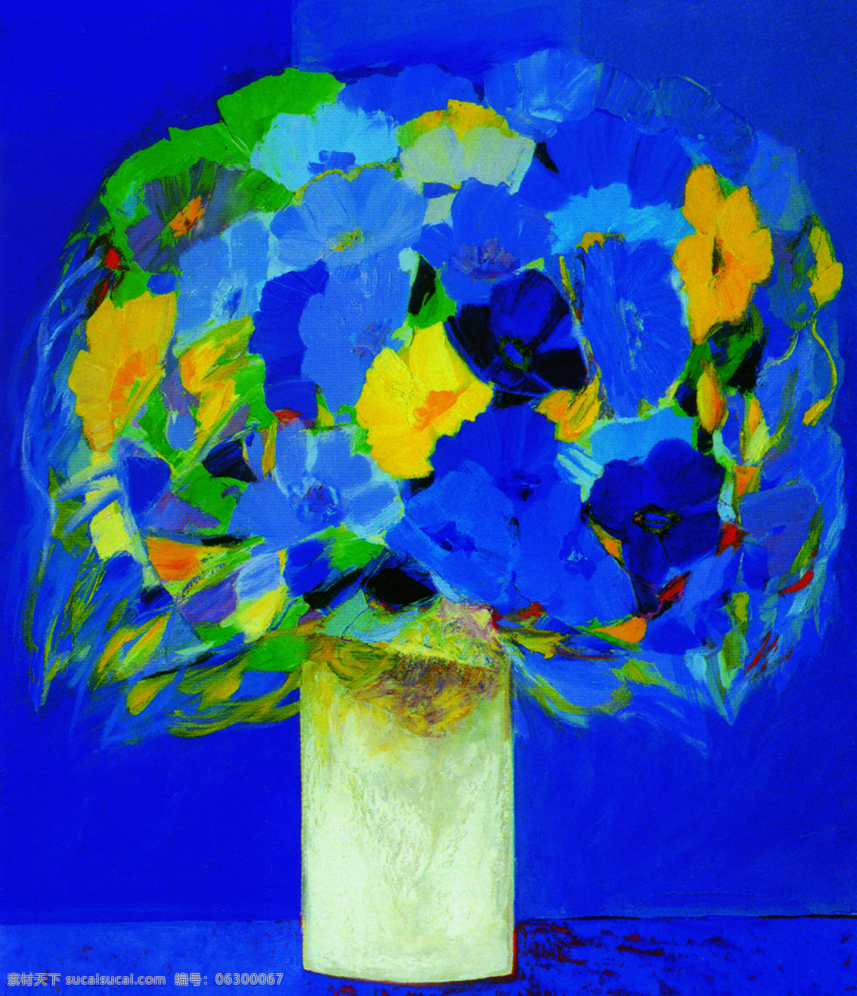 花卉 花卉装饰画 绘画 绘画书法 蓝色 水彩 文化艺术 装饰画 设计素材 模板下载 自然