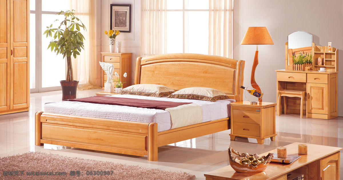 实木 床 高清 床头柜 地毯 挂画 梳妆台 衣柜 实木床 实木床背景 家居装饰素材 室内设计