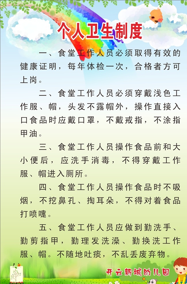 个人卫生制度 制度牌 食堂卫生 食堂员工卫生 卫生制度 幼儿园制度牌 幼儿园 幼儿园制度 幼儿园展板