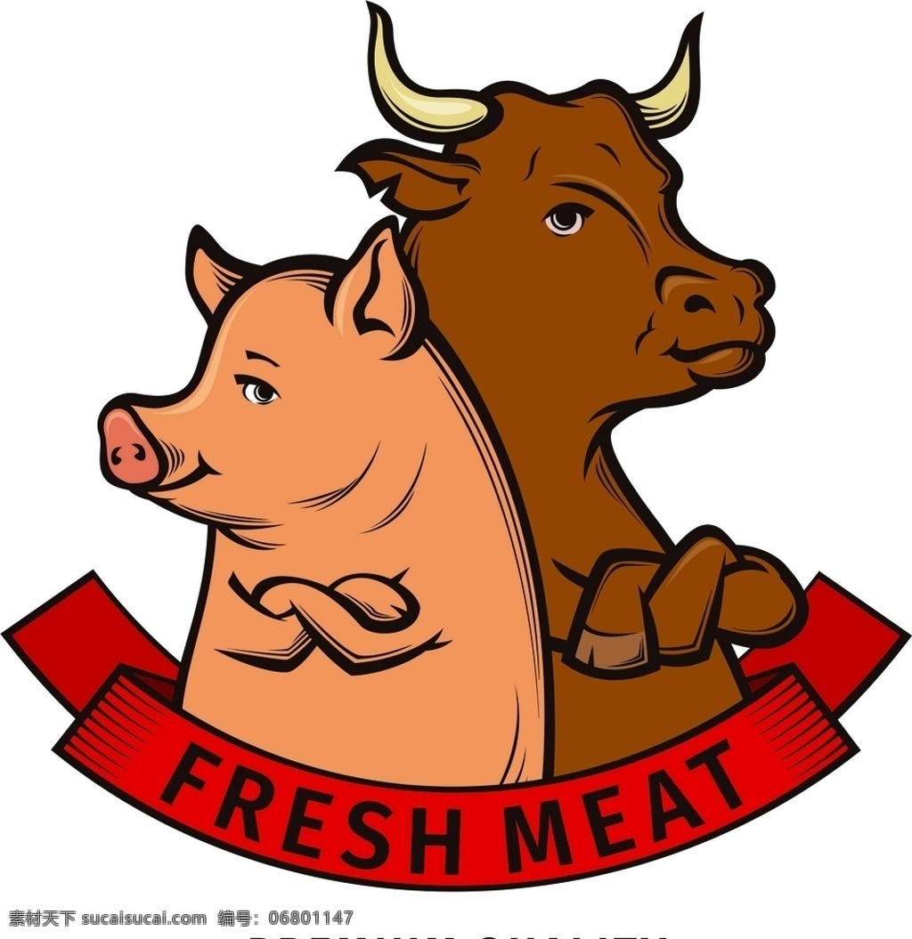 家畜 动物 图标 家畜图标 动物logo 卡通猪牛 logo 动物图标 logo设计