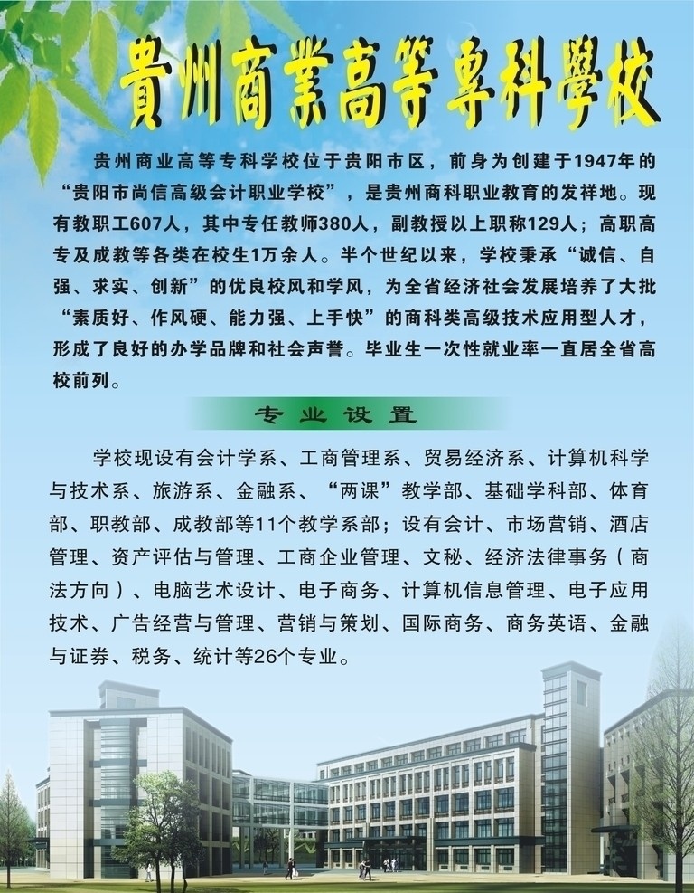 学院海报 学院 招生 大学 学校 招聘 简介 贵州大学 贵阳大学 贵州 职业 技术 商业 高等 专科学校 矢量