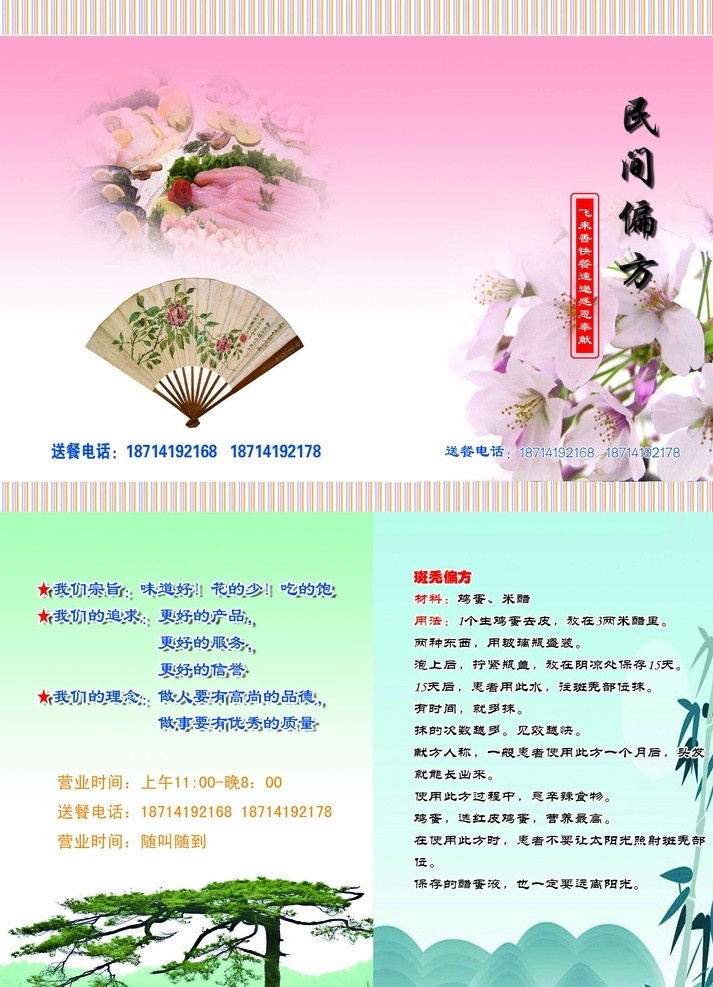 民间偏方 封面 扇子 迎客松 竹叶 画册设计 广告设计模板 源文件