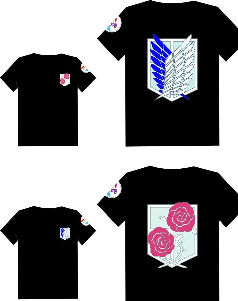 学校 运动 服装设计 学校运动服装 logo设计 休闲服装 玫瑰花 翅膀 矢量人物 黑色休闲上衣