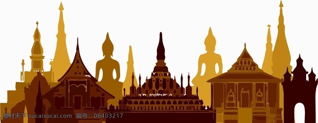 缅甸建筑 建筑绘图 矢量图 可随意改动 无模糊 高清 手绘 文化艺术 宗教信仰