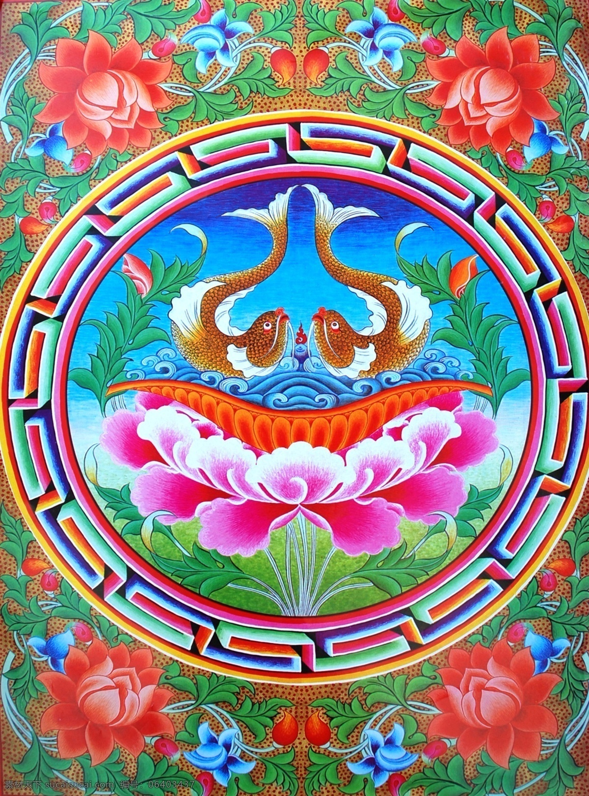 无框画 佛教 手绘 墙画 壁画 卧室画 绘画 吉祥 图案 藏族 宗教 和平 平安 宗教设计 藏族传统图案 吉祥八宝 绘画书法 文化艺术