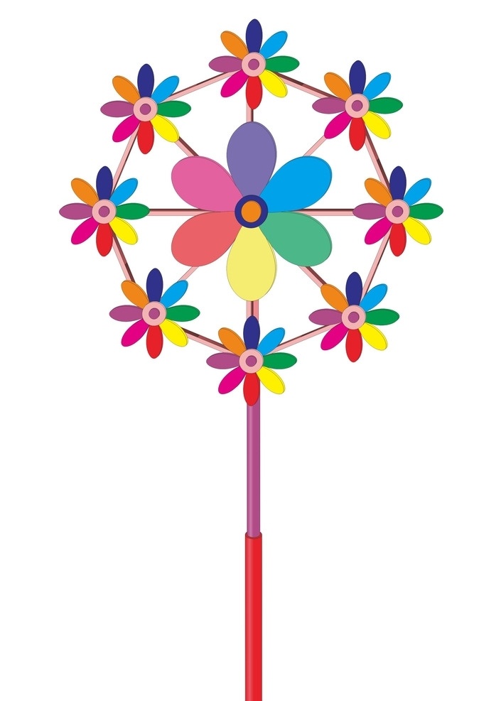 彩色风车 风车设计 儿童玩具风车 风车 彩色 矢量图 生活百科 休闲娱乐