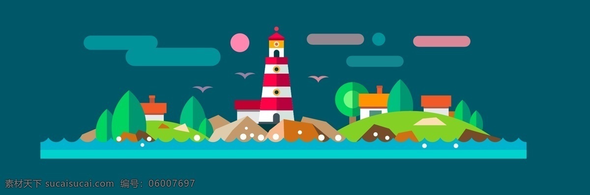 扁平化 矢量 卡通 背景 banner 房子 几何 色块 淘宝 拼色 矢量图 其他矢量图