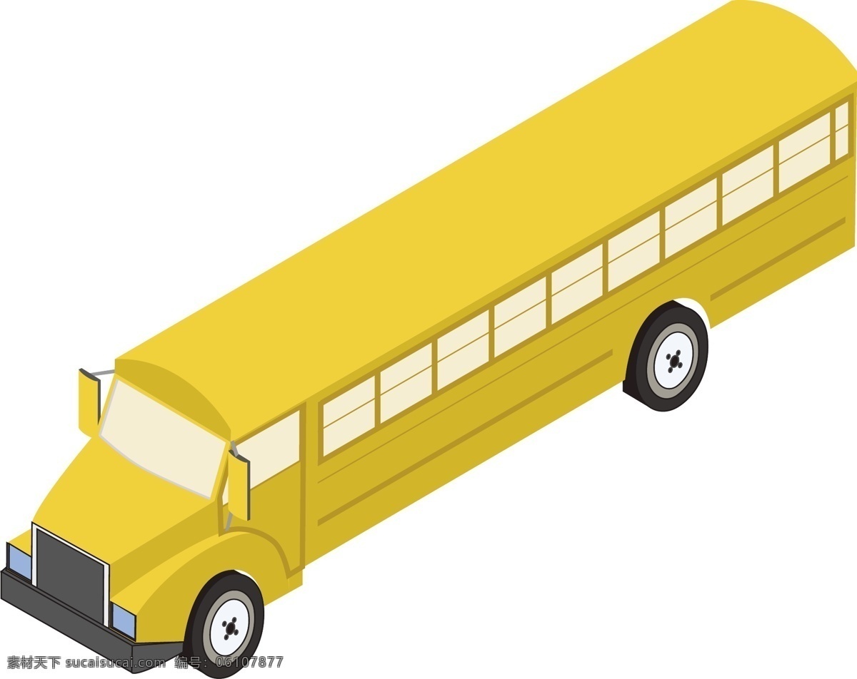 d 客车 车 黄色 立体 商用 元素 黄色素材 校车 2.5d 长