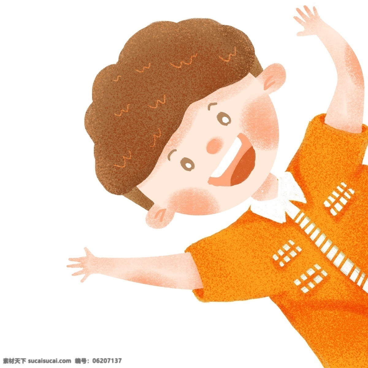 黄色 衣服 可爱 孩子 人物 男孩 卡通 彩色 水彩 创意 手绘 绘画元素 现代 简约 装饰 图案
