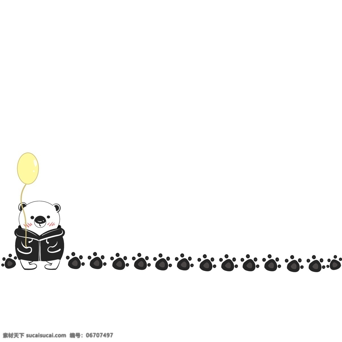 熊 分割线 卡通 插画 可爱的大熊 卡通插画 分割线插画 简易分割线 装饰的插画 气球 小熊