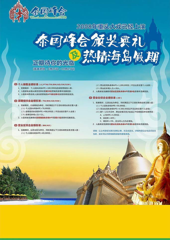 保险 佛像 海边 金佛 金融 寺庙 泰国 海报 矢量 模板下载 泰国金融海报 庙宇 椰树 高峰会 其他海报设计