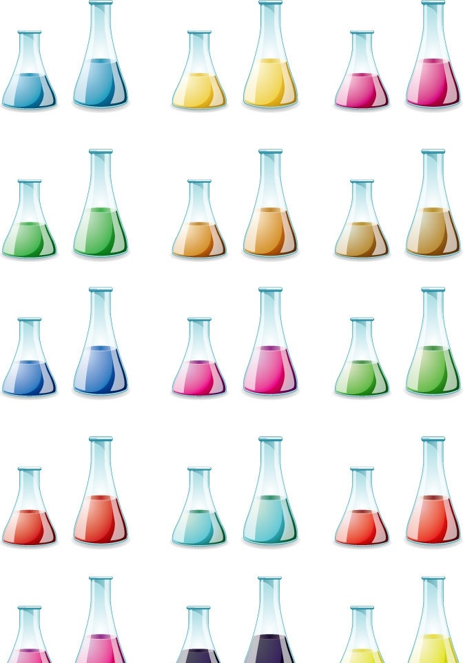 化学 仪器 锥形 瓶 化学仪器 锥形瓶 多彩 七彩 矢量 矢量其他 矢量素材 其他矢量