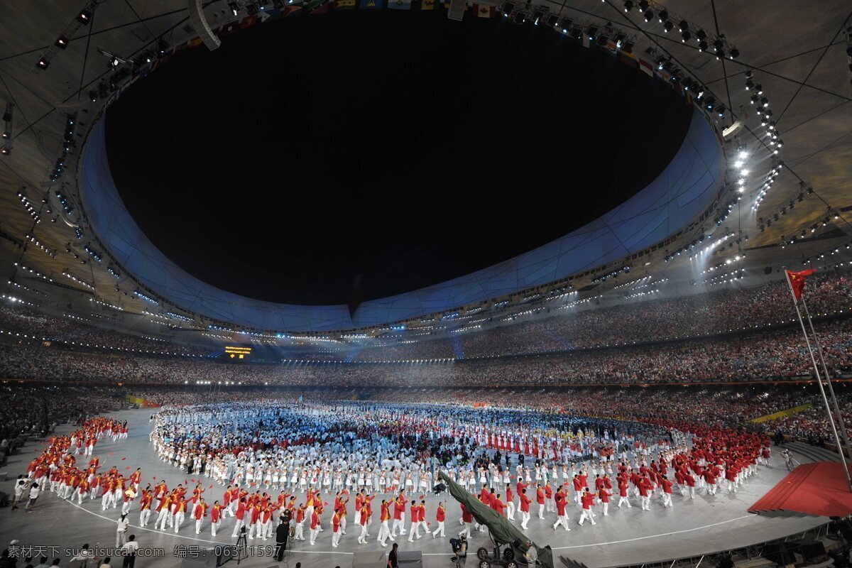奥运会 开幕式 北京 鸟巢 焰火 节目 创意 张艺谋 力作 壮美 盛典 世界 中国队 入场 文化艺术 体育运动 摄影图库