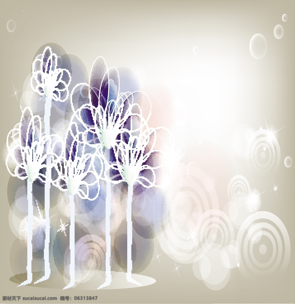 矢量 潮流 浪漫 线条 花朵 背景 花瓣 矢量素材 鲜花 星光 矢量图 花纹花边