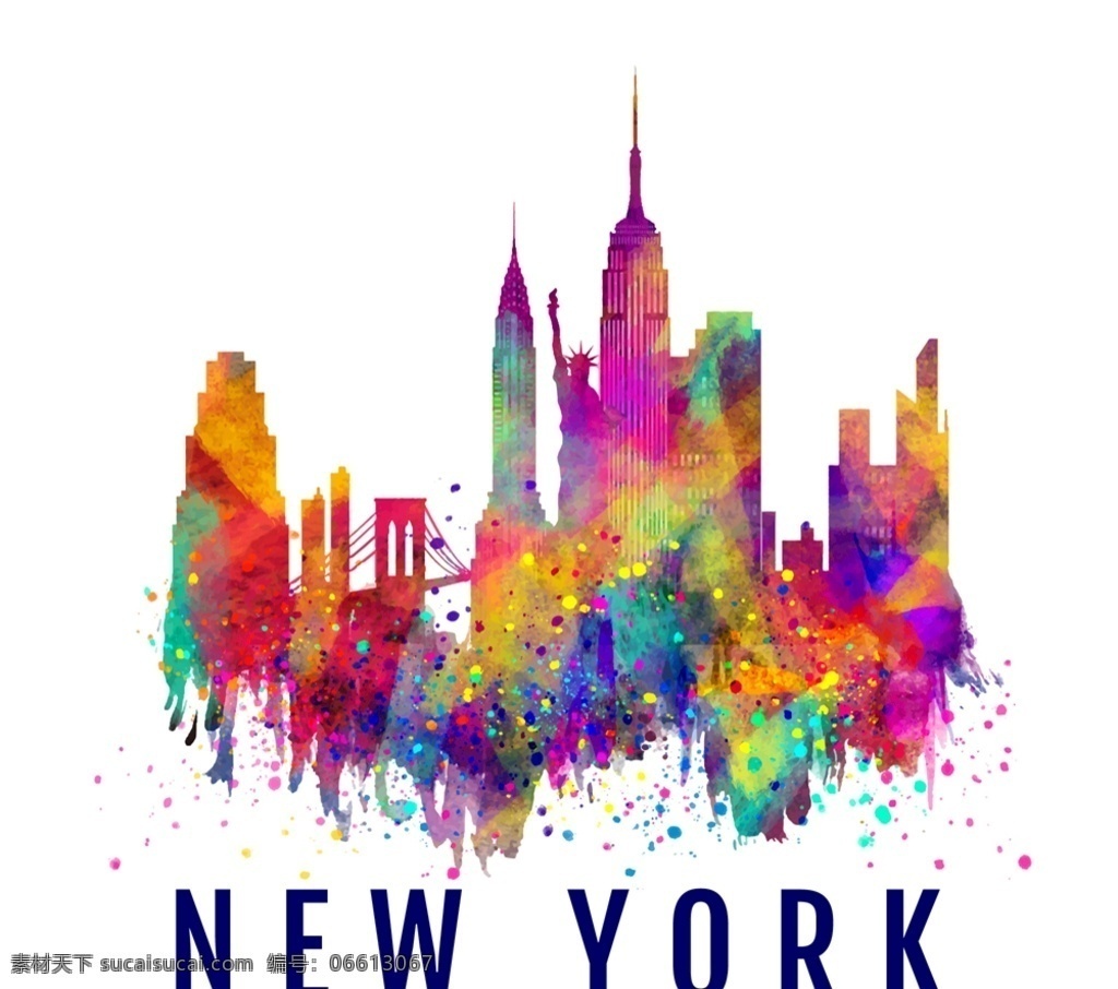 旅行 彩绘 都市 建筑 纽约 抽象 布鲁克林大桥 帝国大厦 大都会 博物馆 世界贸易中心 文化艺术 绘画书法 动漫动画 风景漫画