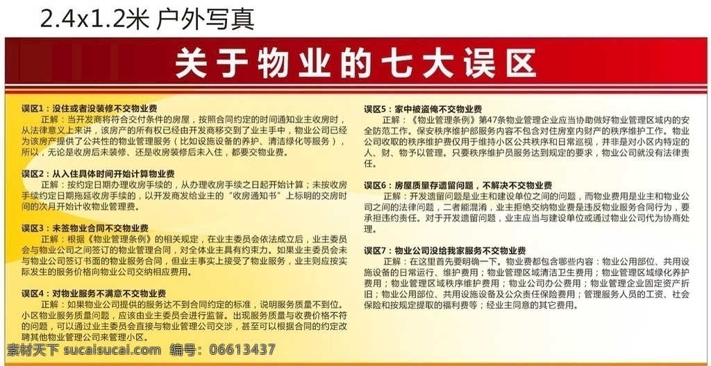 关于 物业 七大 误区 关于物业的 七大误区 没住或者 没装修 从入住具体 时间开始 计算物业费 对物业服务 不满意 不交物业费 家中被盗 房屋质量存 遗留问题 不解决 物业公司 没给 我家服务 俺不交物业费