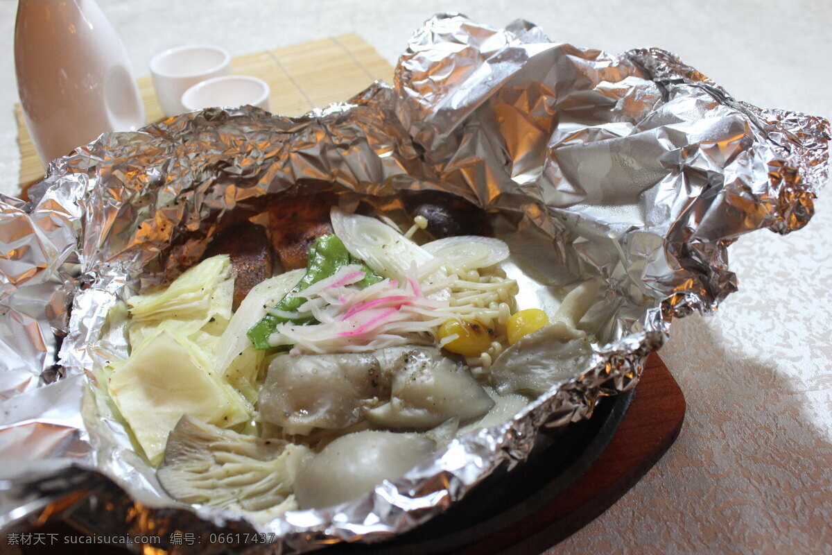 烧香菇三文鱼 日式料理 传统美食 餐饮美食