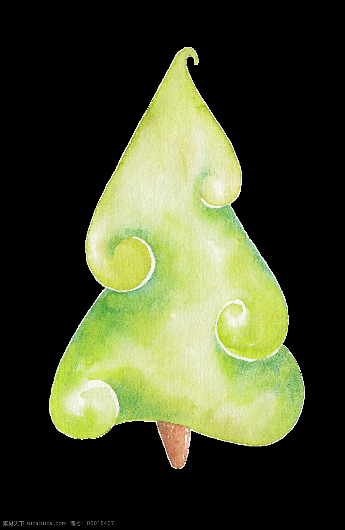 创意 卡通 圣诞树 透明 png素材 抽象 绿色 免扣素材 水墨